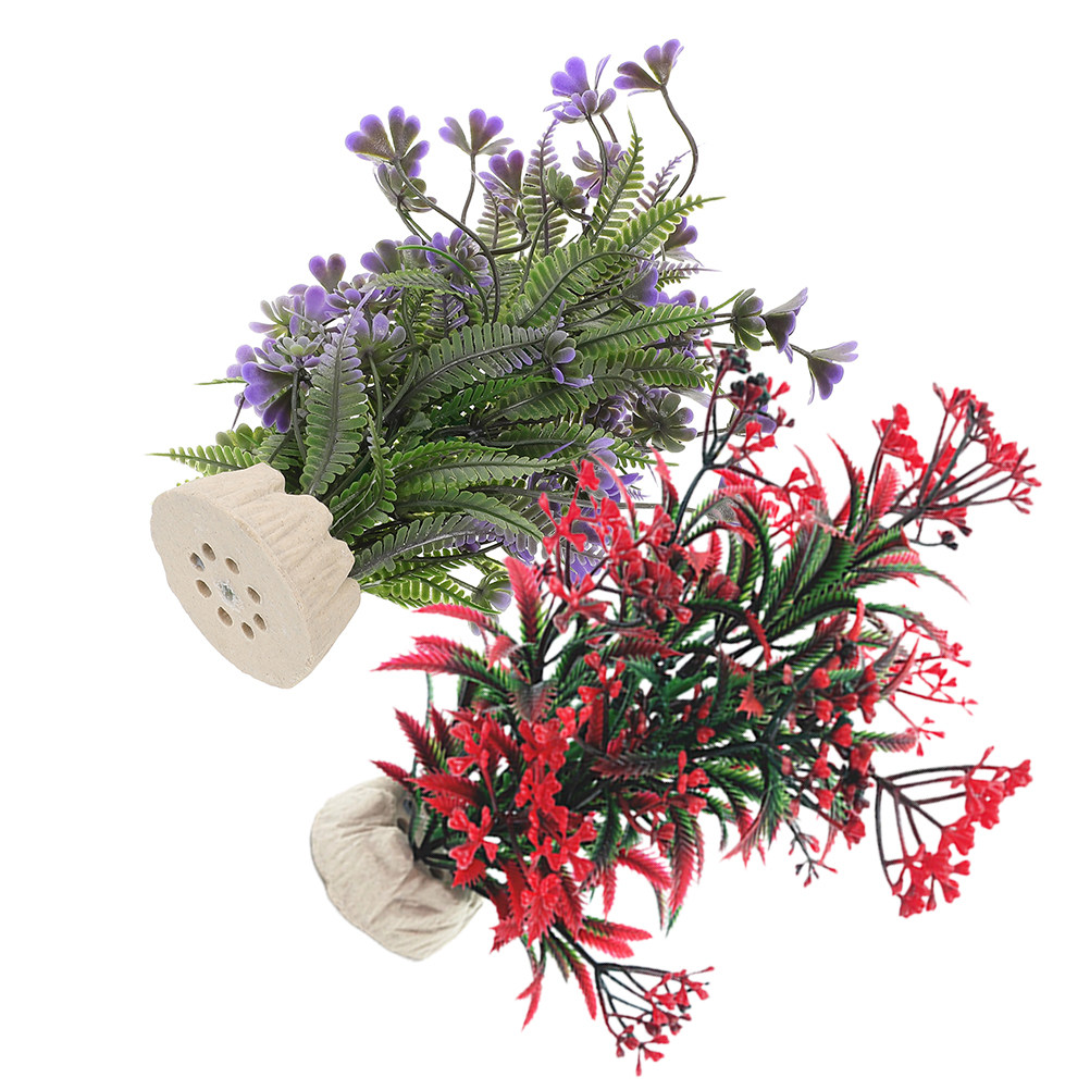 Aquarium Plant Red - 2pcs Aquarium Decorations Artificial Water Plants