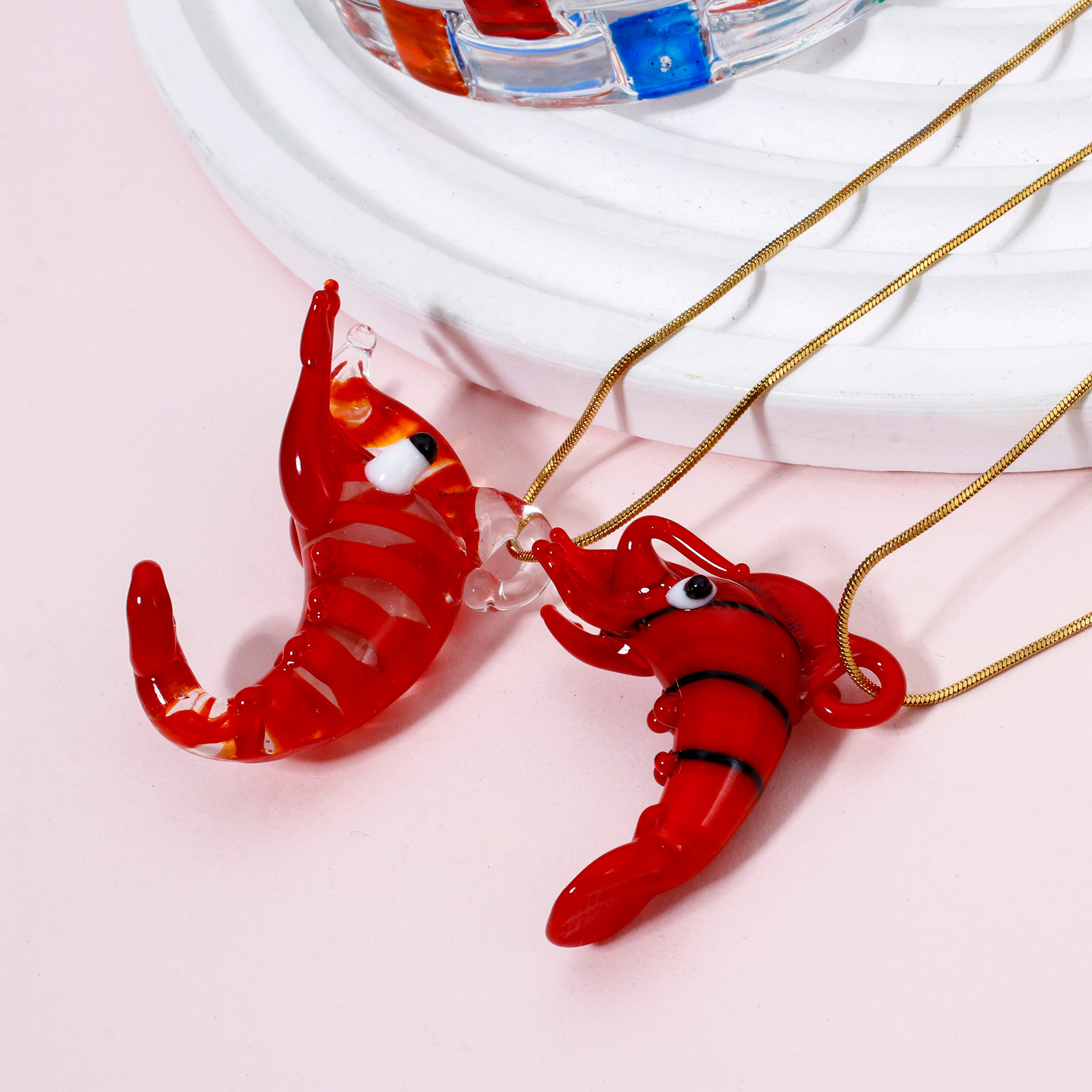 1PCs Red Lobster Lampwork Glas - огляд і ціна Aquarium Plant Red