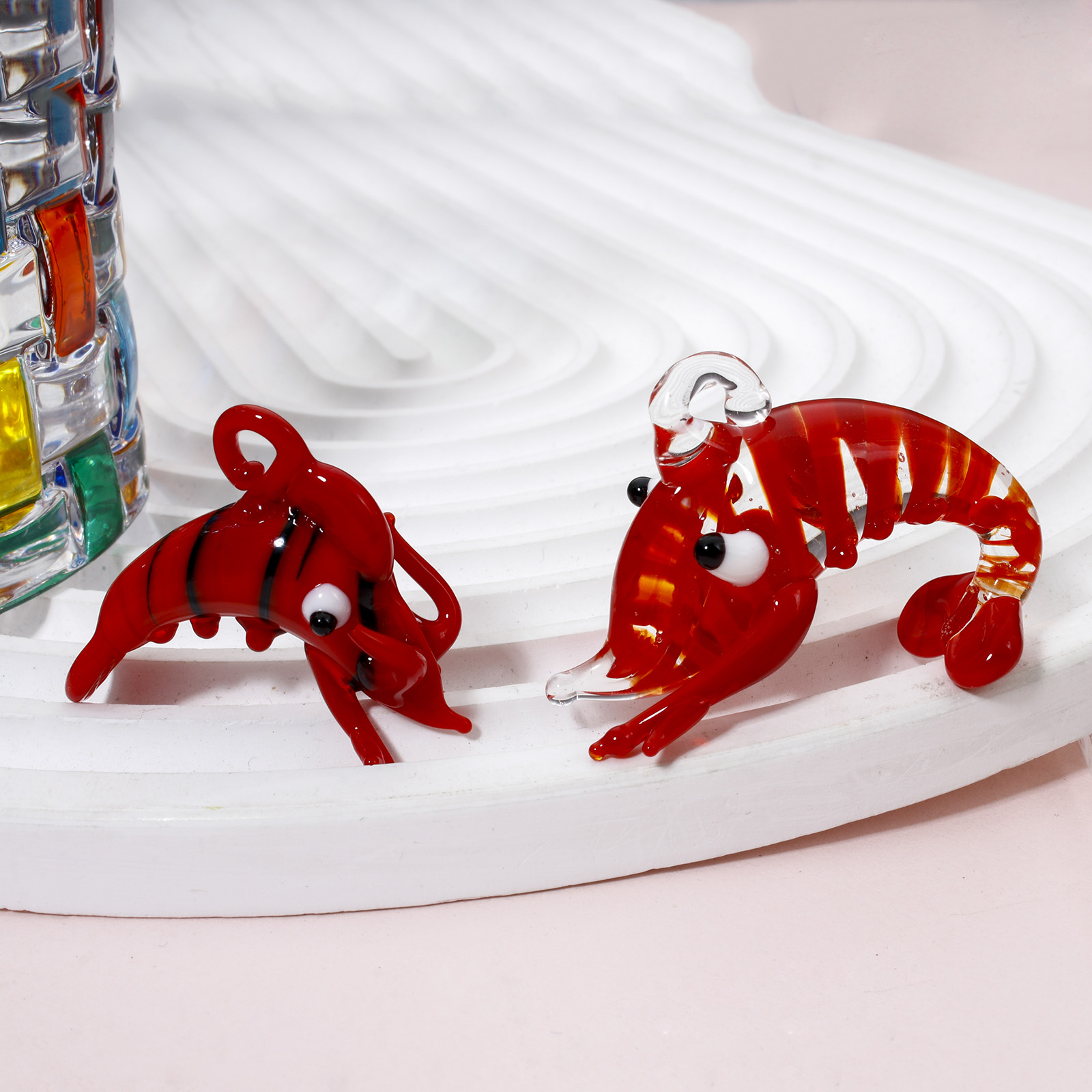 1PCs Red Lobster Lampwork Glas - огляд і ціна Aquarium Plant Red